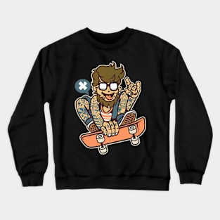 Skateboarding Tattoo Hipster Street Skater Crewneck Sweatshirt